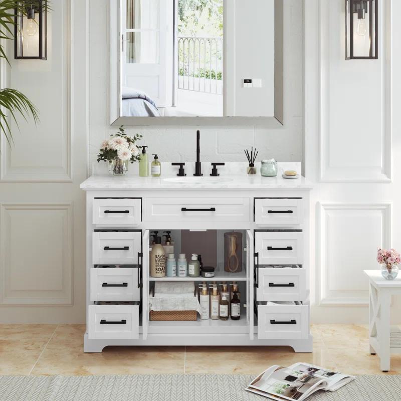 Lark Manor™ Poitra 48'' Single Bathroom Vanity with Engineered Marble Top