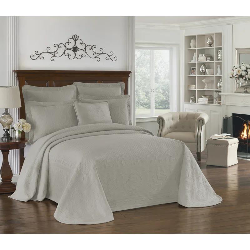 King Charles Matelasse Traditional Cotton Floral Coverlet