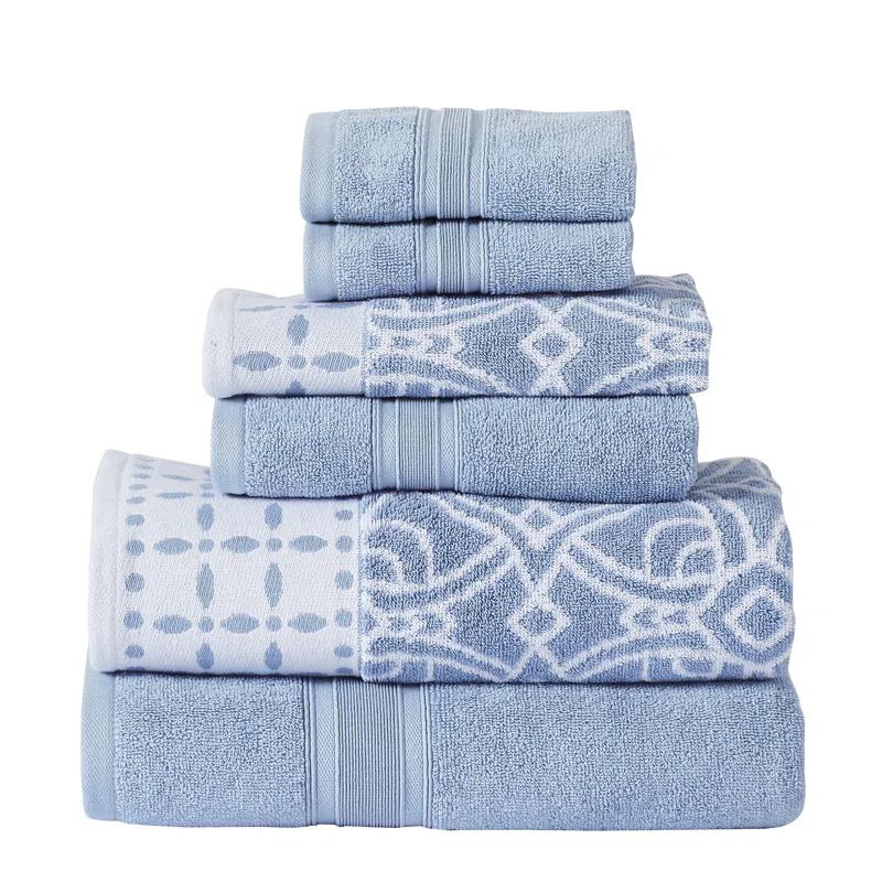 Modern Threads Modern Threads 6 Piece Set, 2 Bath Towels, 2 Hand Towels, 2 Washcloths Yarn Dyed Jacquard/Solid Towel Set Monroe
