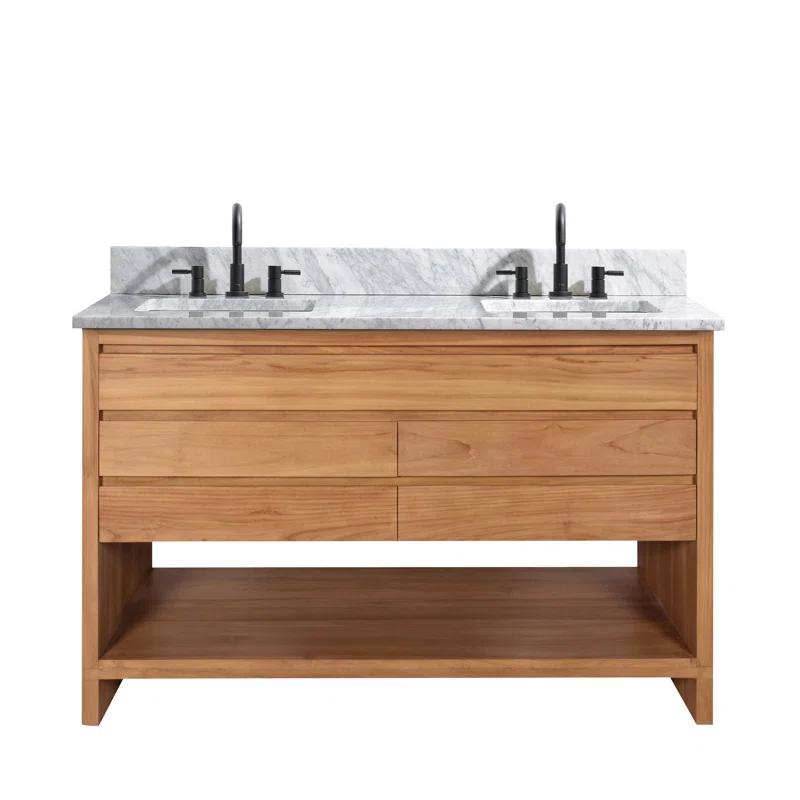 Avanity Kai 49 in. Vanity in Brown Reclaimed Wood with Carrara White Marble Top | Wayfair