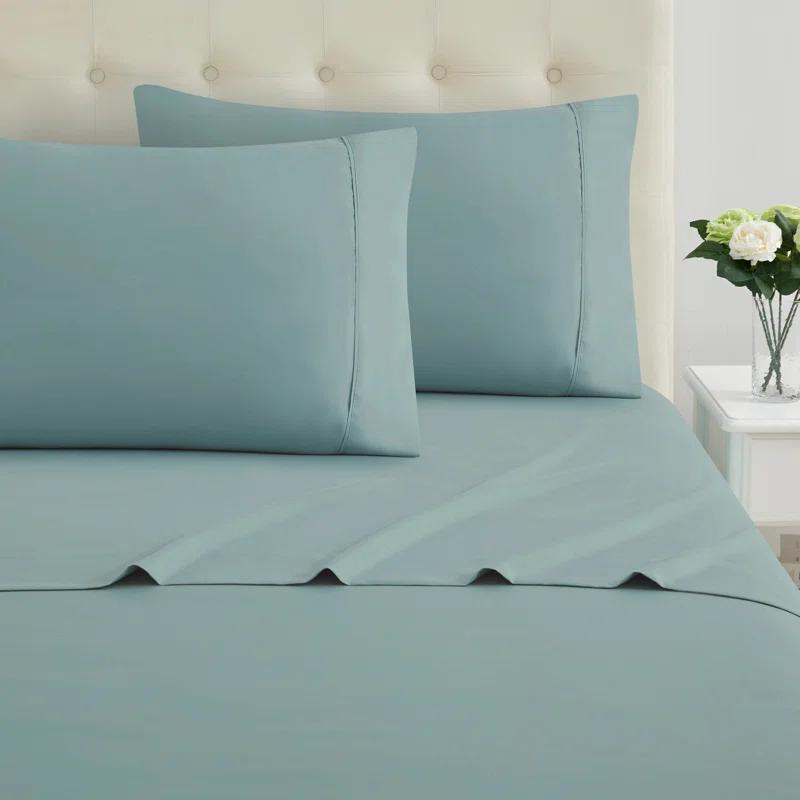 Sweet Home Collection 100% Cotton Percale 4-Piece Solid Sheet Set