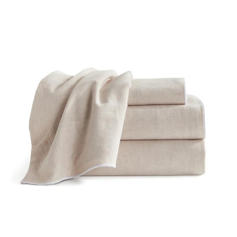 DKNY Pure Washed Linen Cotton Blend 4 Piece Sheet Set