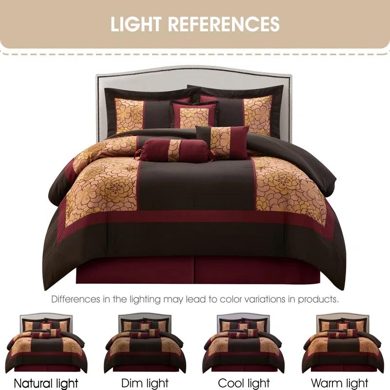 Nanshing America, Inc Sibyl 7 Piece Jacquard Comforter Set