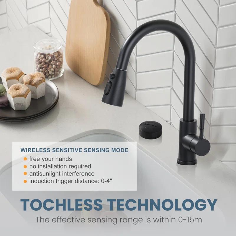 ARCORA ARCORA Stainless Steel  Single Handle Pull-Down Sprayer Kitchen Faucet Set with Touchless Sensor AR7100301B-DC