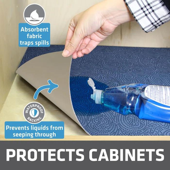 Drymate XL Under Sink Mat, Protective Cabinet Liner For Kitchen & Bathroom - Absorbent, Waterproof, Trimmable (24”x59”) (Borage Blue) (USA Made)