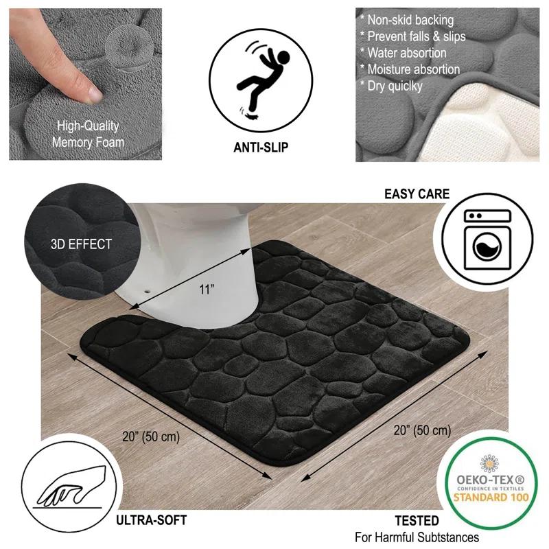 Evideco Pebbles 3D Contour Mat Microfiber Memory Foam 20' x 20"