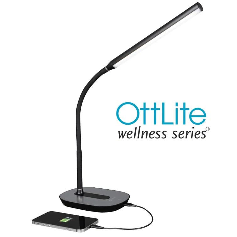 OttLite OttLite Strive LED Desk Lamp with USB, Flexible Neck, 3 Brightness Settings with Touch Controls