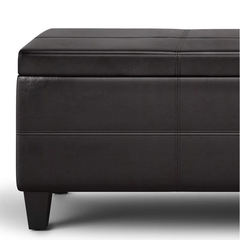 Simpli Home Avalon 44"W Upholstered Storage Ottoman with Lift-Top and Large Interior Storage