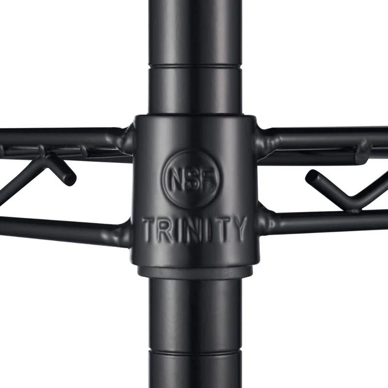 TRINITY Black 4-Tier NSF Rolling Steel Wire Shelving Unit w/ Liners & Wheels (48 in. W x 18 in. D)