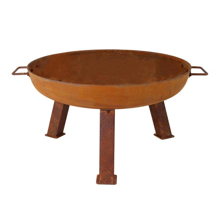 SunnyDaze Decor Union Round Wood-Burning Steel Finish Cast Iron Outdoor Raised Fire Pit Bowl