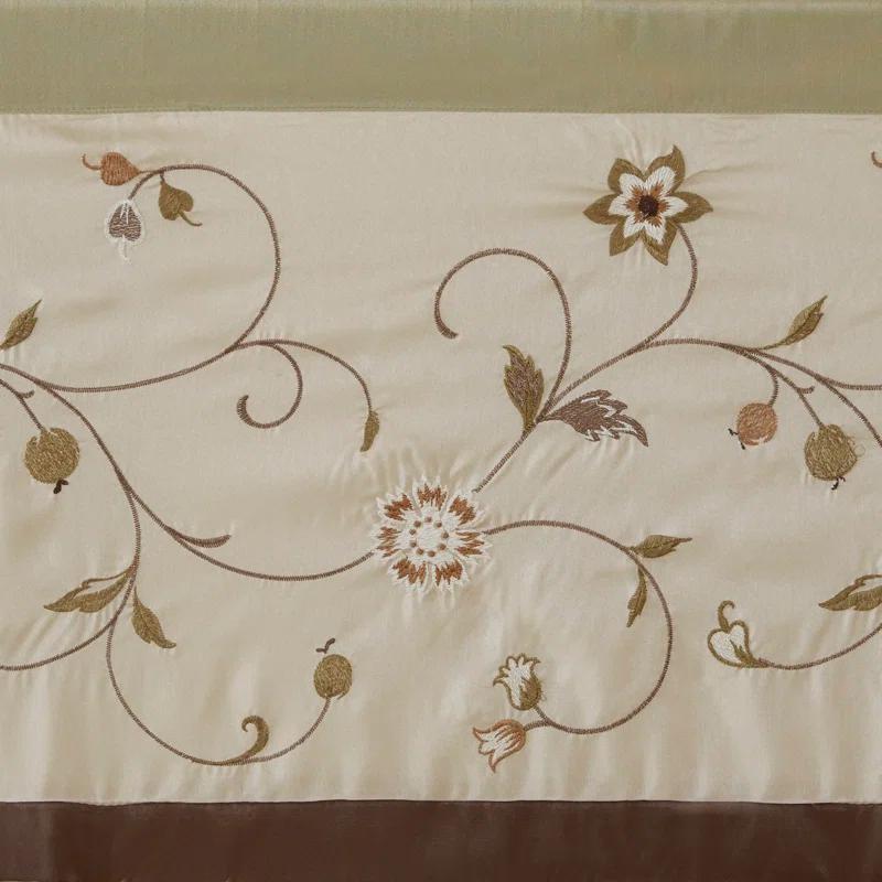 Madison Park Serene Floral Embroidered 50'' W Single Window Valance