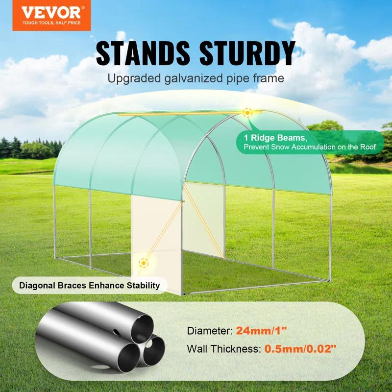 VEVOR Walk-in Tunnel Greenhouse Galvanized Frame PE Cover