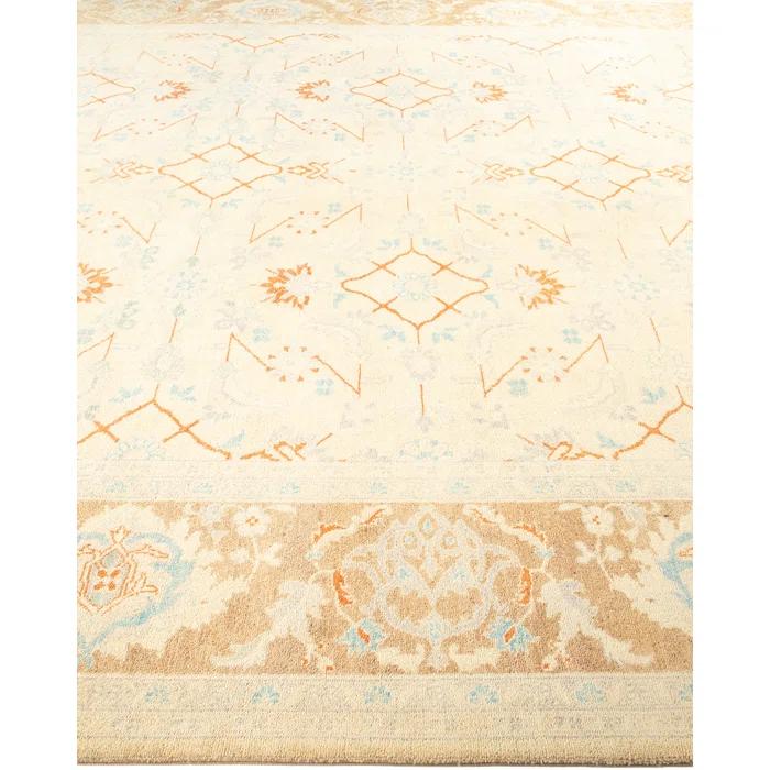 Isabelline Roselotte One-of-a-Kind 9' 1" X 11' 9" 2010s Wool Area Rug in Ivory