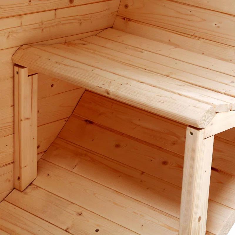 ALEKO Outdoor or Indoor White Finland Pine Wet Dry Barrel Sauna - Front Porch Canopy - 8 kW UL Certified KIP Harvia Heater -6-8 Person