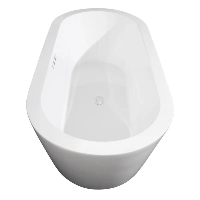 Wyndham Collection WCOBT100371SWTRIM Mermaid 71'' x 33.5'' Freestanding Soaking Acrylic Bathtub