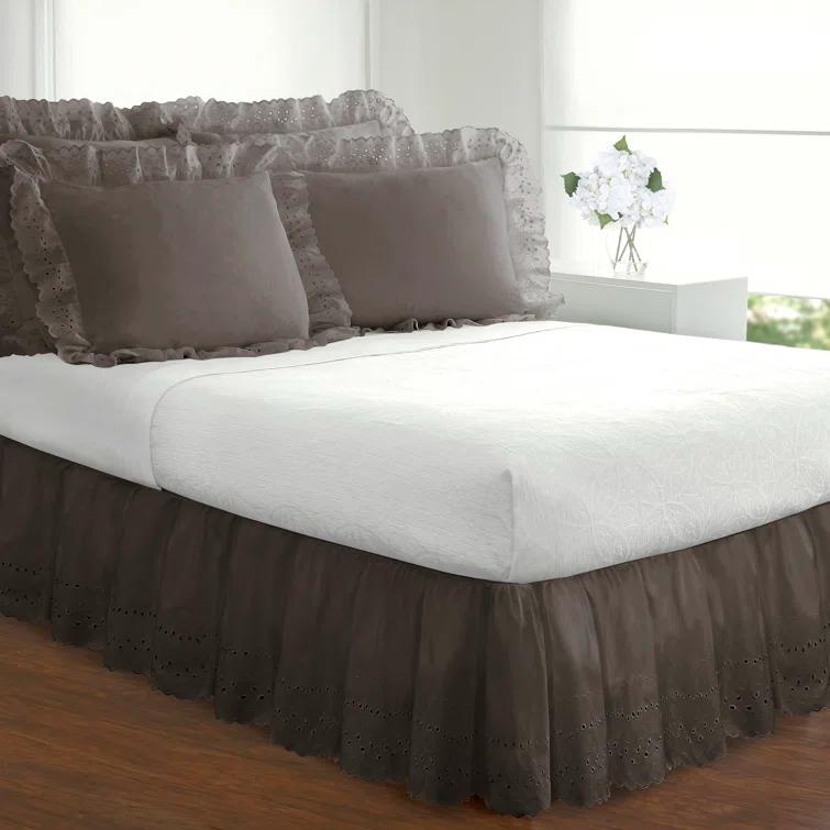 Fresh Ideas Fresh Ideas Ruffled Eyelet Bed Skirt, 14" Drop Length