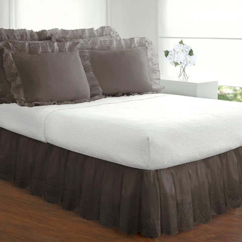 Fresh Ideas Fresh Ideas Ruffled Eyelet Bed Skirt, 14" Drop Length