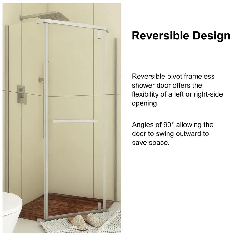 Bossicavelly 36" x 72" Neo-angle Pivot Semi Frameless Corner Shower Enclosure BOPSSD07CH