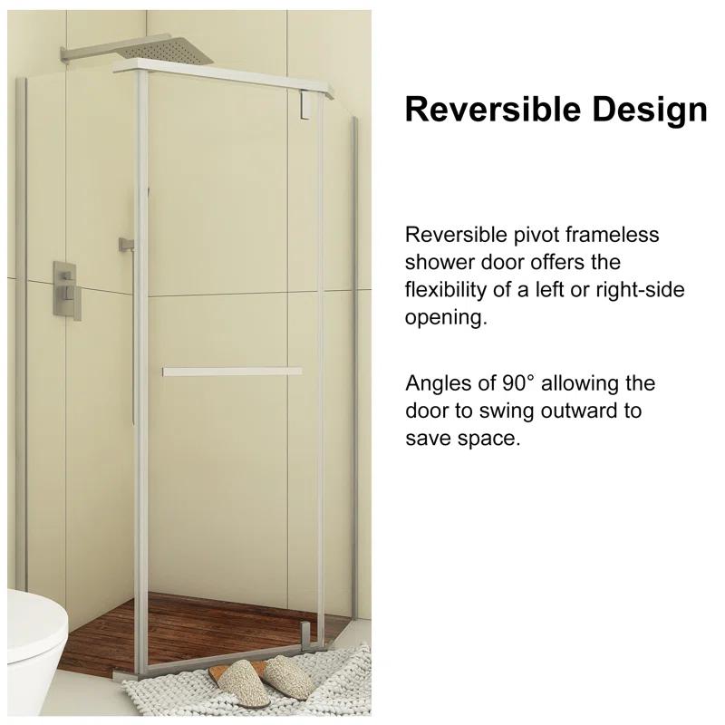 Bossicavelly 36" x 72" Neo-angle Pivot Semi Frameless Corner Shower Enclosure BOPSSD07CH