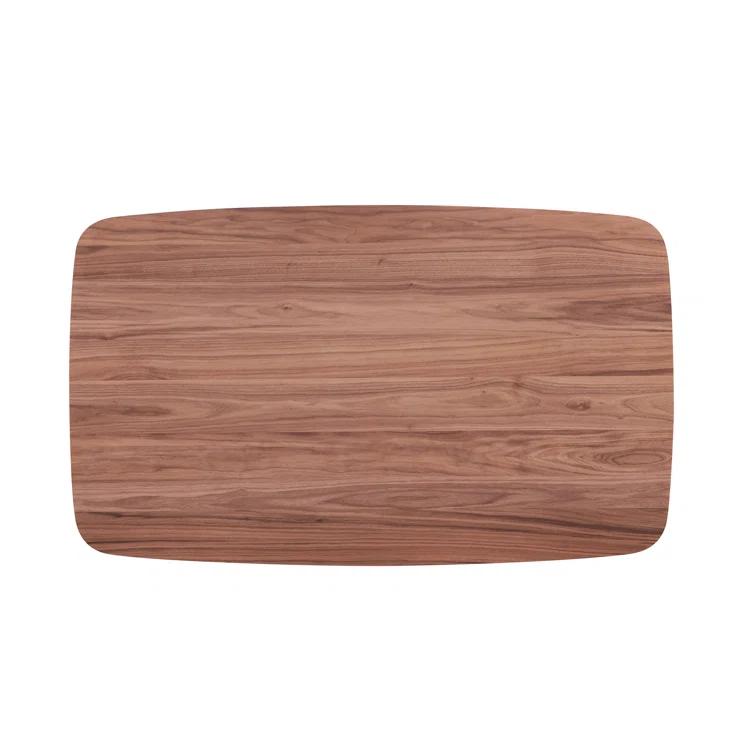 Benjara Kinni Dining Table, Walnut Brown Wood, Bent Legs, Rectangular 59 Inch