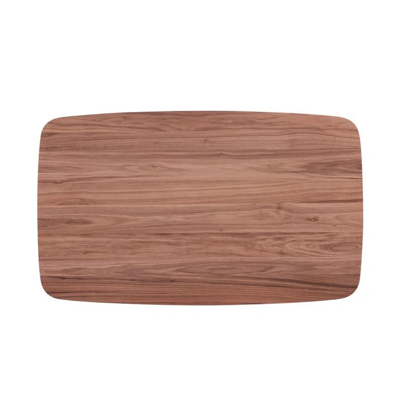 Benjara Kinni Dining Table, Walnut Brown Wood, Bent Legs, Rectangular 59 Inch