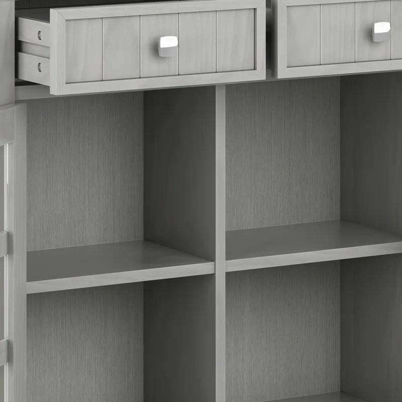 Simpli Home Acadian 36"W Solid Wood 2-Shelf Entryway Storage Cabinet with Glass Doors and 2 Drawers