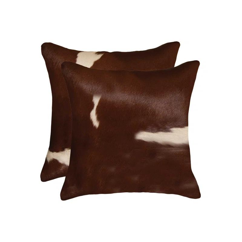 HomeRoots Animal Print Cowhide Throw Pillow (Set of 2)