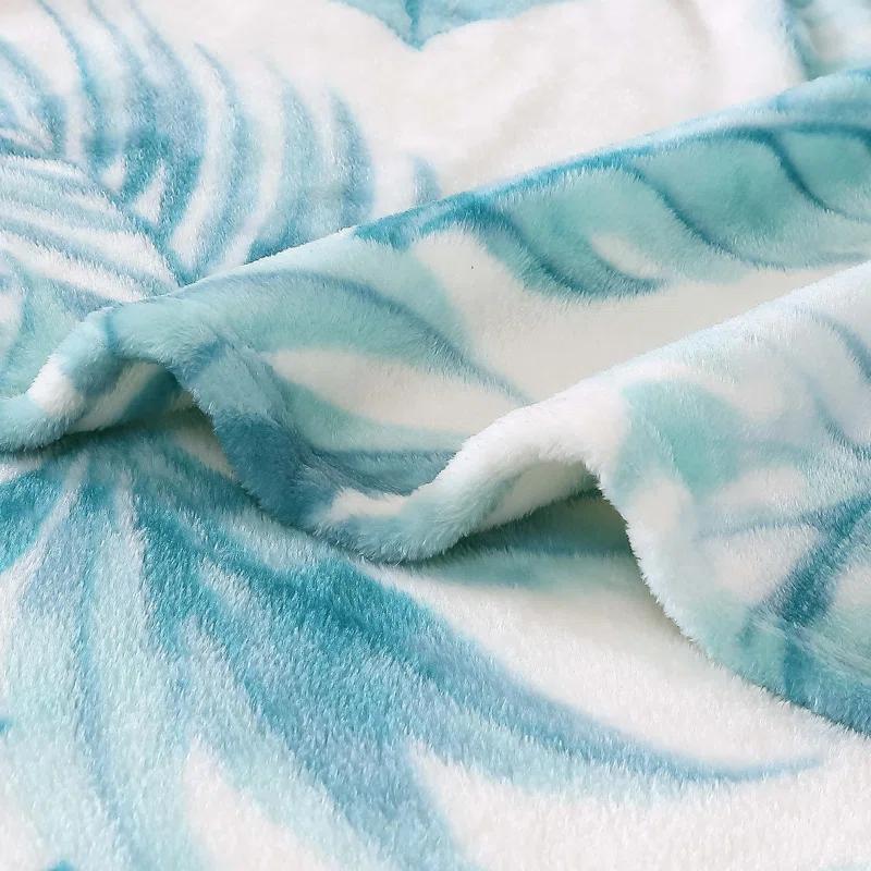 Tommy Bahama Home Wallpaper Leaves Plain Weave / Muslin Throw Blanket