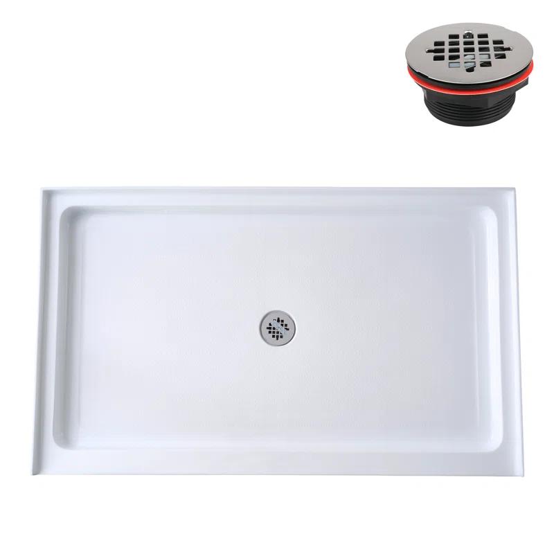 Streamline Bath Streamline 60 in. x 32 in. Alcove Acrylic Shower Base With Center Drain, Drain Included GB-516-68