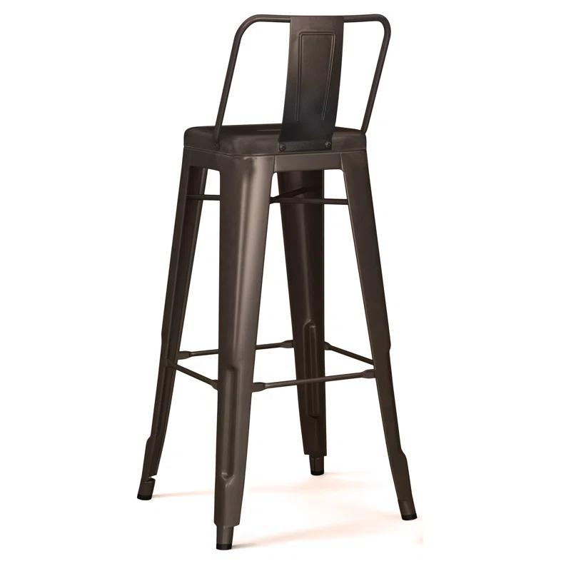 Simpli Home Rayne 30" Industrial Metal Bar Stool in Gun Metal Gray (Set of 2)