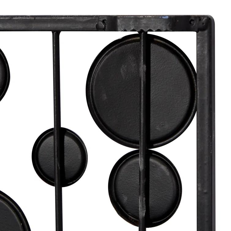 Mercer41 Metal Geometric Black Wall Decor with Round Mirror Accents Set