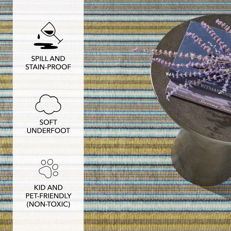 Dash and Albert Rugs Treehouse Stripe Green Machine Washable Rug