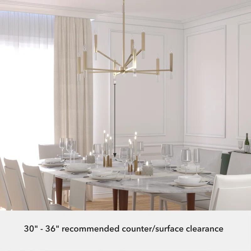 Sunjai 9 Light 2-Tier Sputnik Modern Linear Chandelier