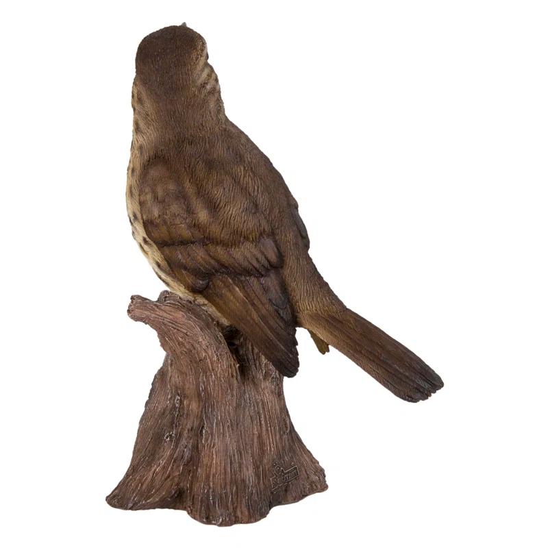 Songbird Standing on Stump Statue