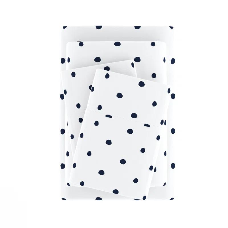 IEnjoy Home Polka Dots Navy & White Pattern Sheet Set