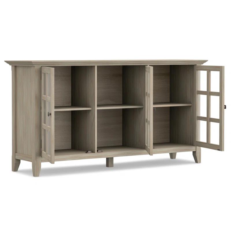 Simpli Home Acadian Wood 62" Transitional Cabinet in Gray
