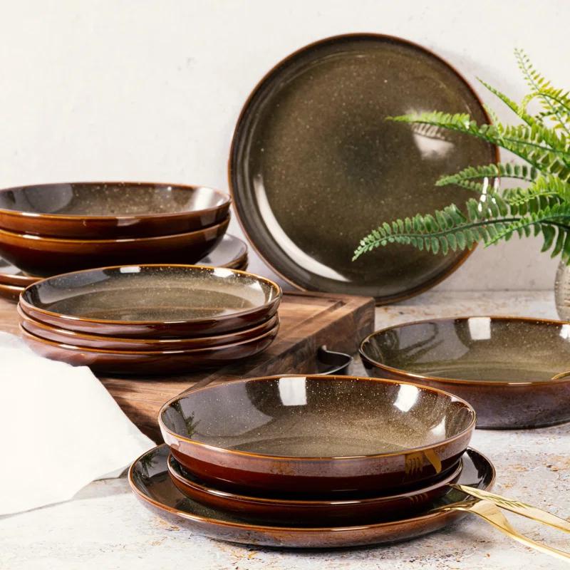 Gibson Elite Edwina 16 Piece Doible Bowl Dinnerware Set