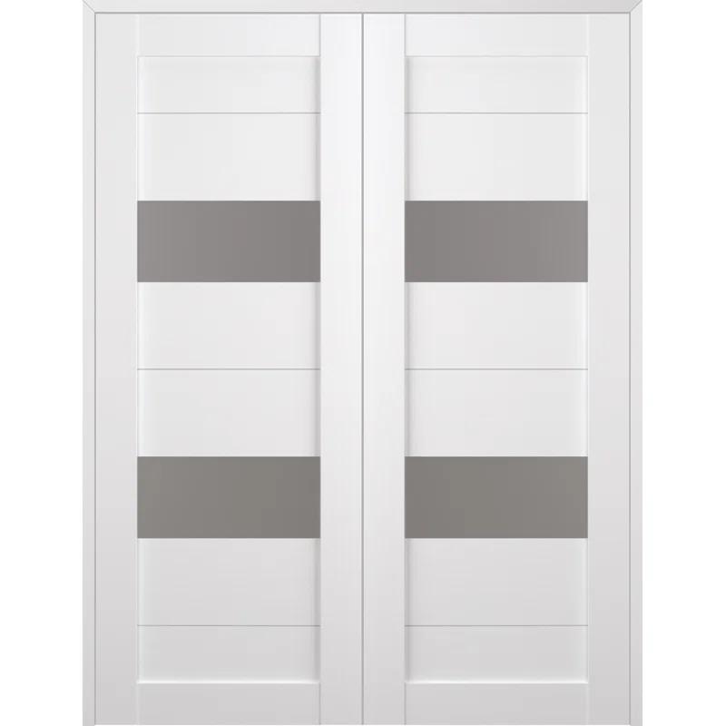 Belldinni Berta Solid Manufactured Wood and Glass Paneled Prefinished Standard Double Door