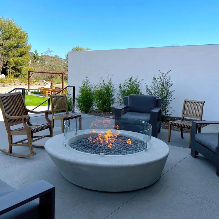AMS Fireplace AMS Fire Pit Table Round Glass Wind Guard - Fire Flame Guard