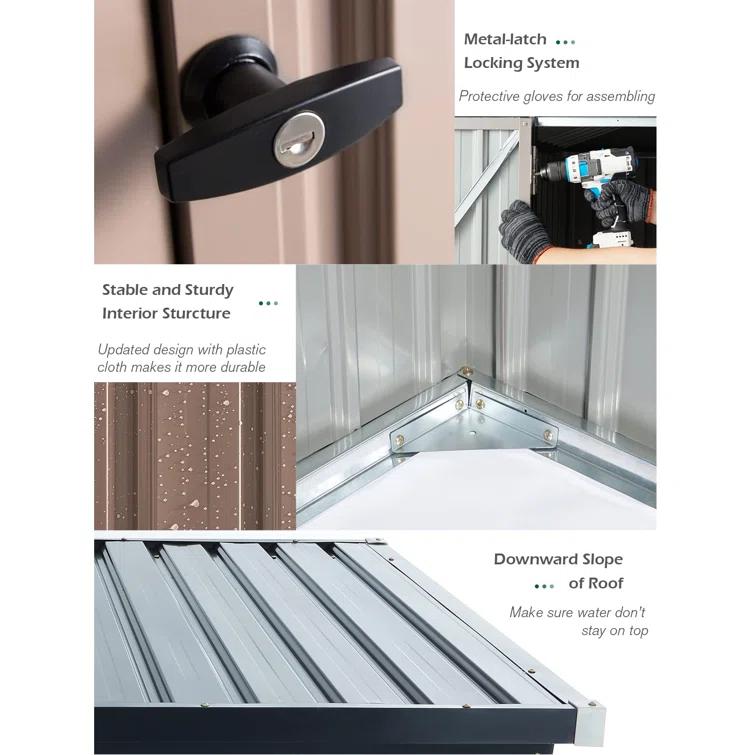 YODOLLA 10 ft. W x 8 ft. D Galvanized Steel Storage Shed