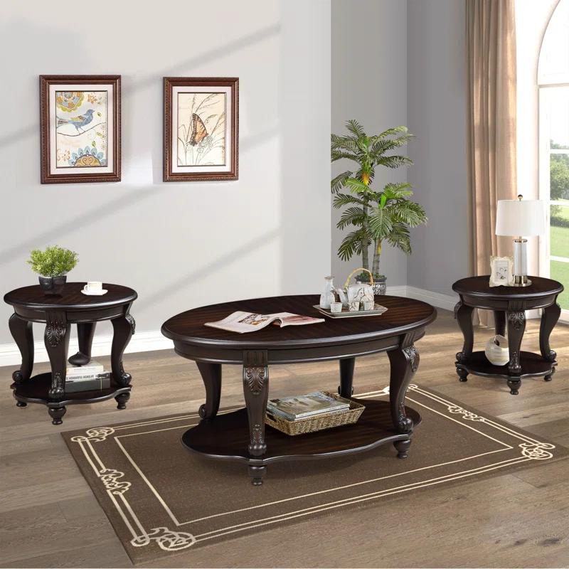 World Menagerie Living Room Coffee Table Set, Coffee Table & Two End Side Table 3-Piece Set Coffee Set