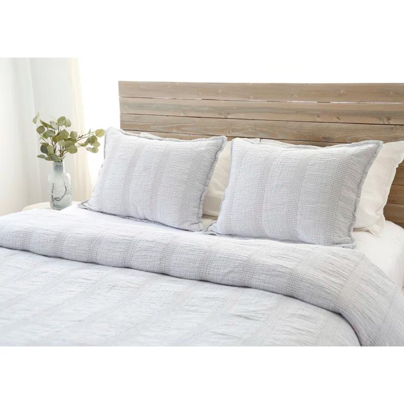 Nantucket Cotton Matelassé Sham by Pom Pom at Home - Grey / Standard