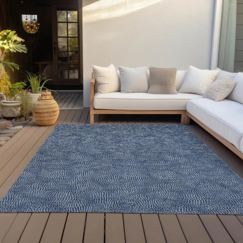 Machine Washable Indoor/Outdoor Chayden ACN1057 Navy Rug