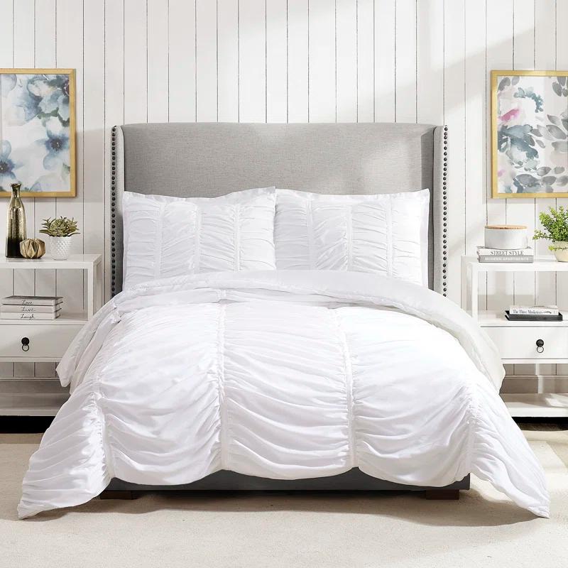 Modern Heirloom Emily Ruched Solid Textured Comforter Set