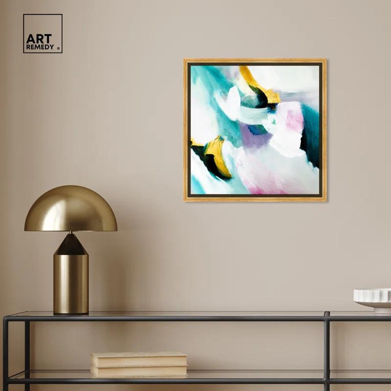 Art Remedy Art Remedy Still Violas Framed Blue Abstract 1 Piece Canvas Wall Art 56586