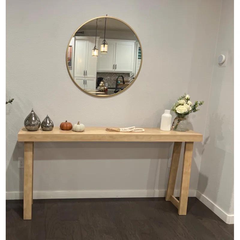 17 Stories Solid Wood Console Table, 66 Inch, Sofa Table, Narrow Entryway Table for Hallway
