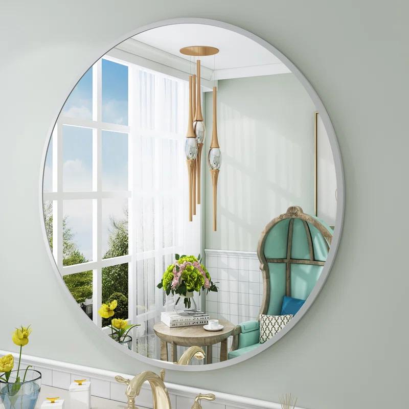 Amara Round High Quality Aluminum Alloy Framed French Cleat Mounted Wall Decor Bathroom Vanity Mirror with 5-Year Warranty