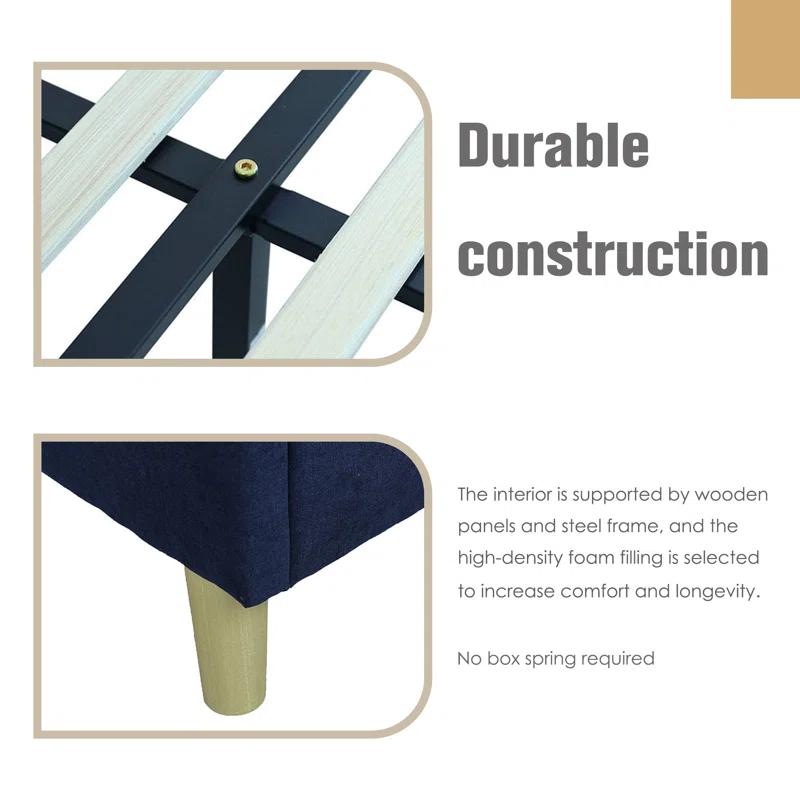 Eriksay Low Profile Upholstered Platform Bed with Winback Headboard