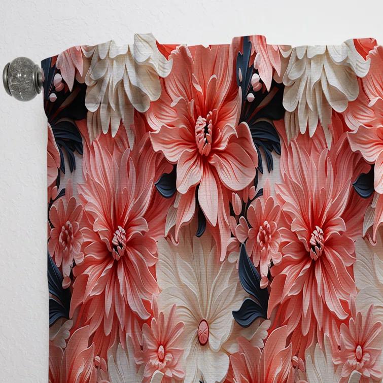Design Art Coral Twilight Iv Tropical Pattern I - Tropical Traditional Blackout Curtain Single Panel