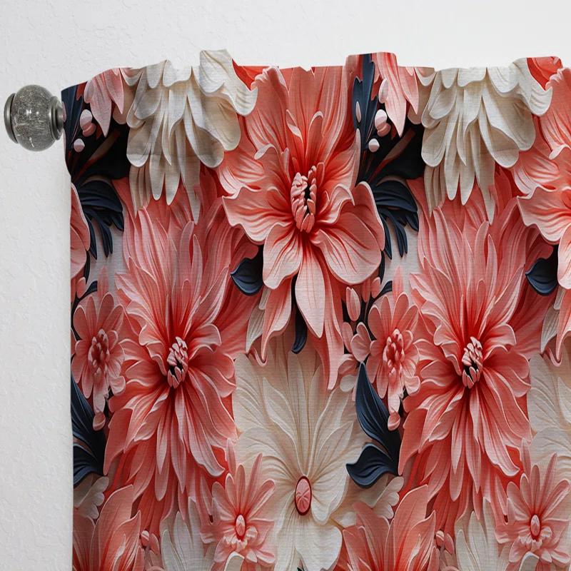 Design Art Coral Twilight Iv Tropical Pattern I - Tropical Traditional Blackout Curtain Single Panel